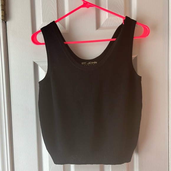 ST JOHN BASICS BLACK SANTANA KNIT SHELL TOP - Picture 2 of 3